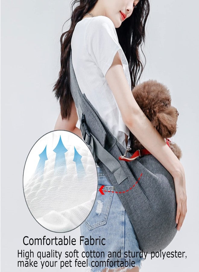 vrbabies Dog Sling Hands Free Dog Sling Carrier Adjustable Strap Dog Carrier Sling Soft Cotton Dog Carrier Bag Dog Carriers with Pocket for Travel Outdoor(Dark Grey) - Image 3